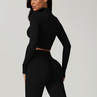 CAMILA Long Sleeve Stylish Crop Top - Black