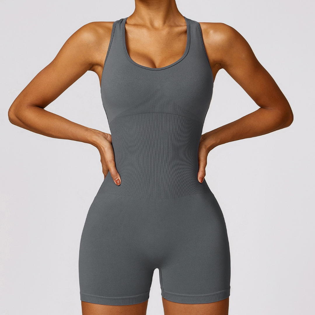 Seamless Cross Back Romper - Grey