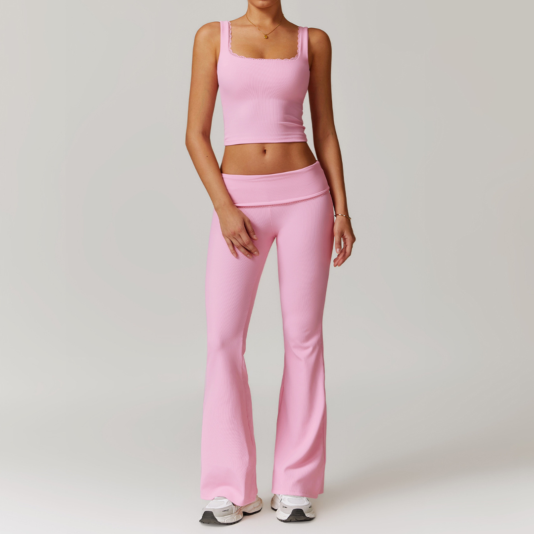 BONI Vest Top Flared Legging Set - Pink