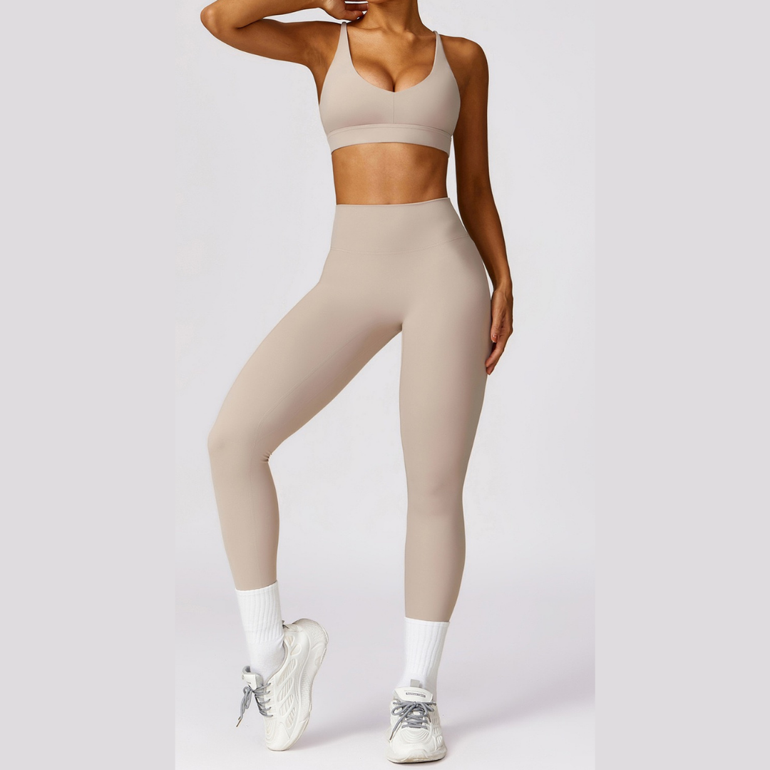 Stylish Back Premium Legging Set - Nude