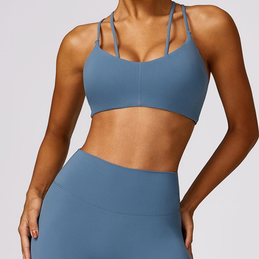 Unique Stylish Sexy Design Crop Top - Dusty Blue