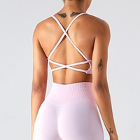 Stylish Straps Back Design Crop Top - Pink