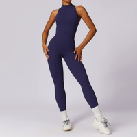 Scrunched Butt Lifting Jumpsuit - Navy Purple