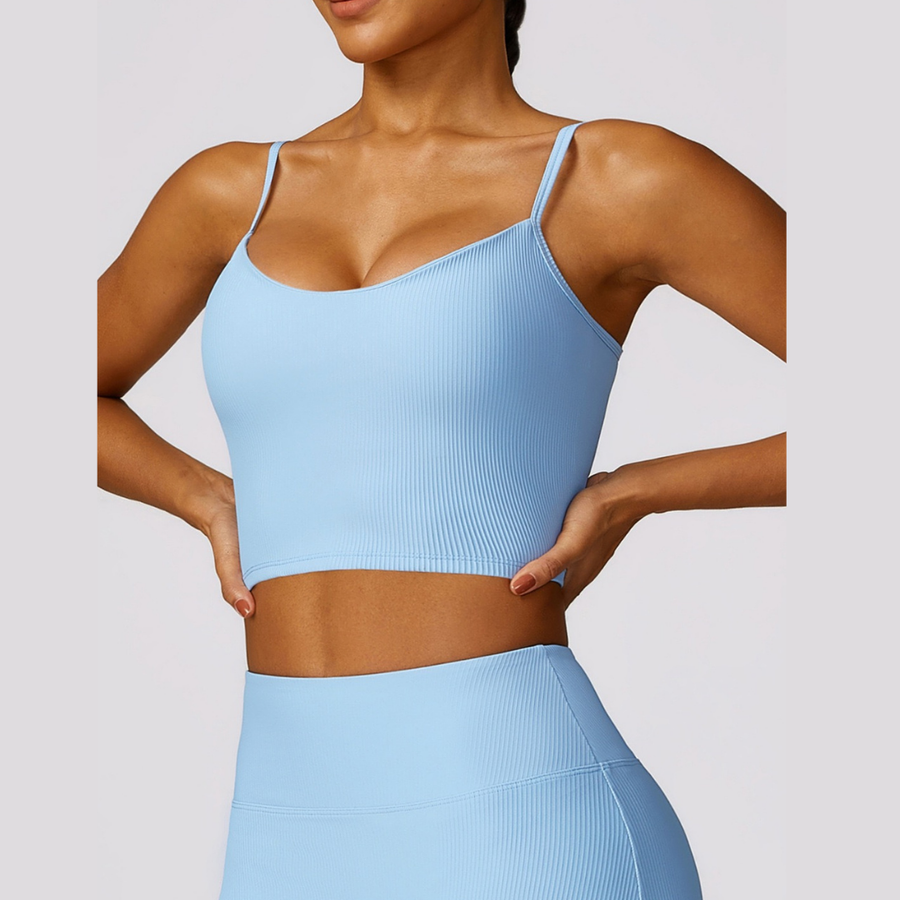 Premium Ribbed Elegant and Stylish Crop Top - Sky Blue