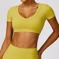 Premium κοντομάνικο Crop Top - Lemon Yellow 