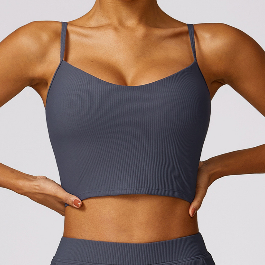 Premium Ribbed Elegant and Stylish Crop Top - Navy Grey