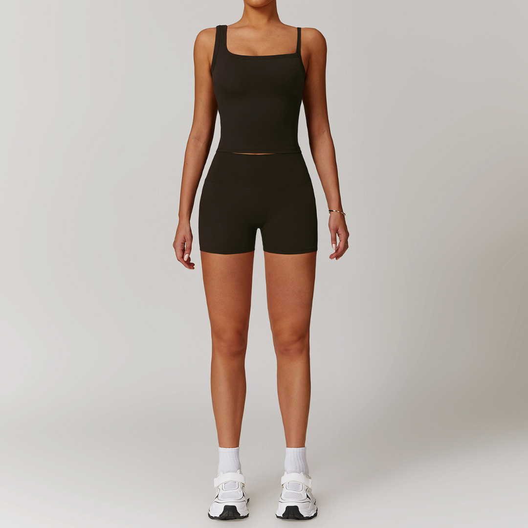 COLA Premium Scrunched Short Set - Dark Coffee