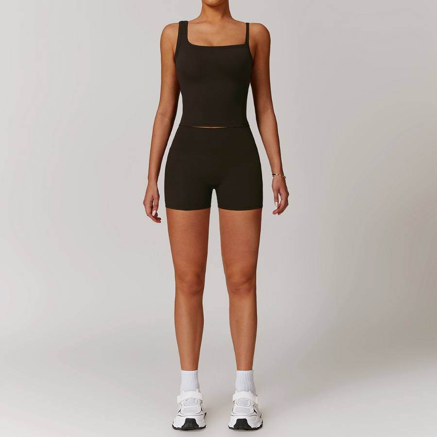 COLA Premium Scrunched Short Set - Dark Coffee