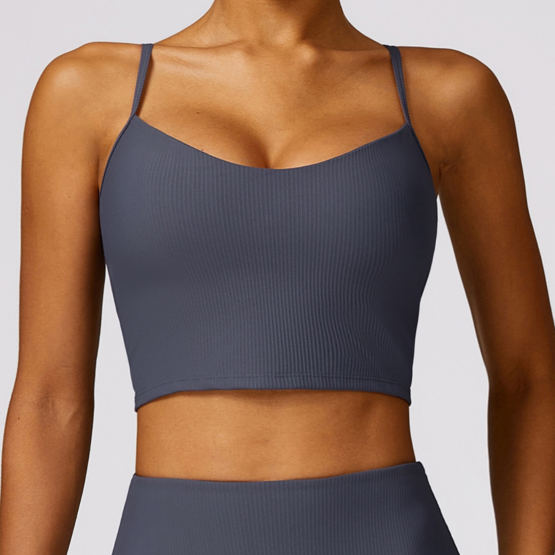 Premium Ribbed Elegant and Stylish Crop Top - Navy Grey