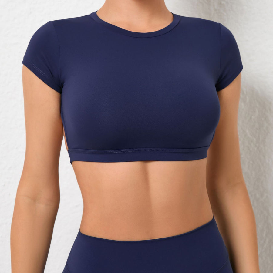 JESS Backless Stylish Crop Top - Navy