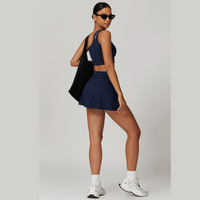 DONA Chic Single Shoulder Tennis Short Set - Navy