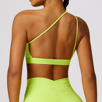 Single Shoulder Unique Style Crop Top - Lime Yellow 