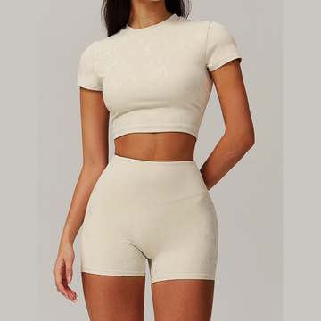 Elysian Glow Short Sleeve Short Set - Apricot
