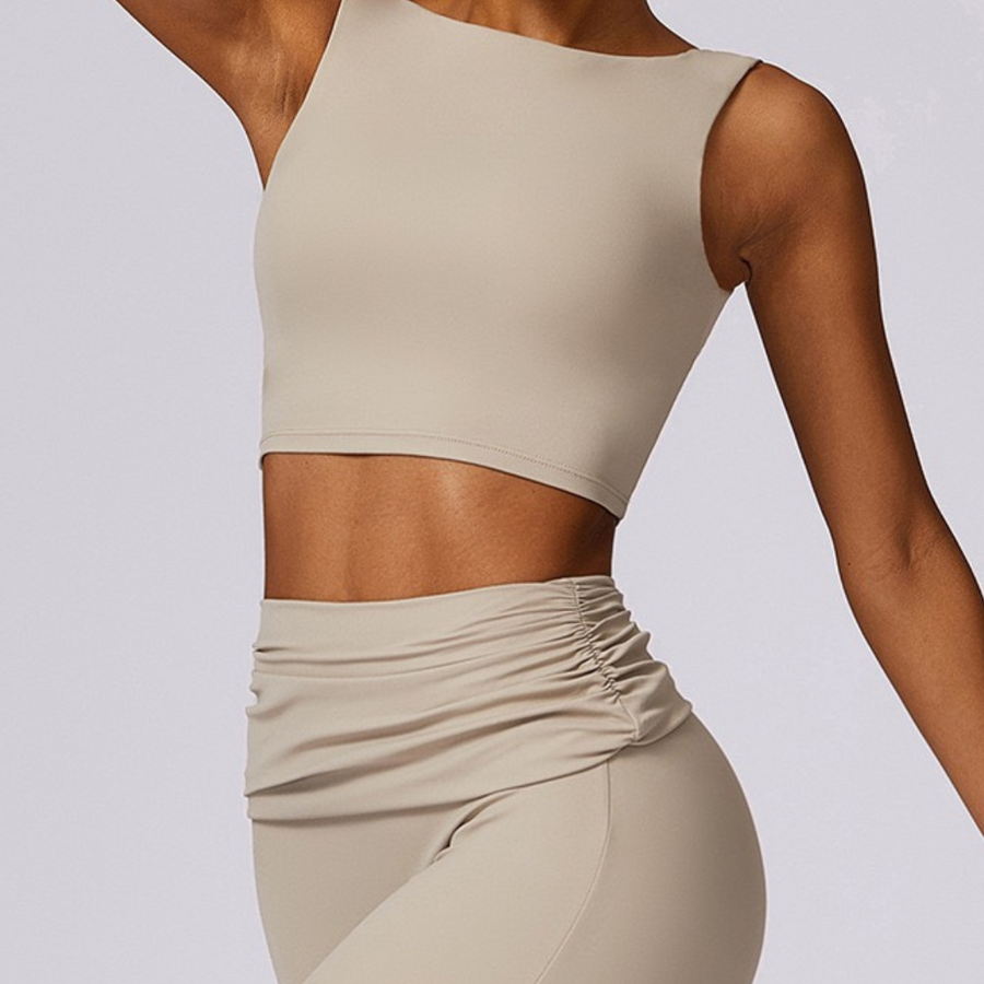 Elegant Square Design Crop Top - Vanilla