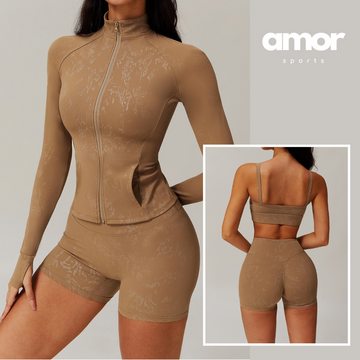 Elysian Glow 3pcs Sculpt Short Set - Brown