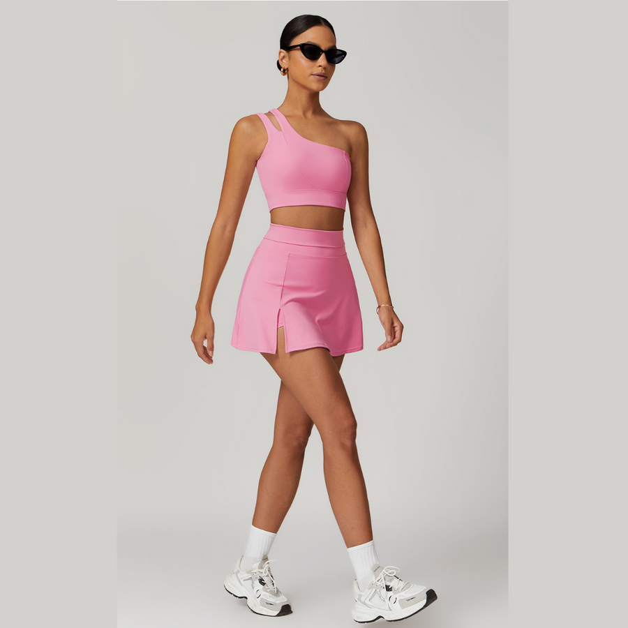 DONA Chic Single Shoulder Tennis Short Set - Pink