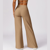 Premium Ribbed Elegant Pocket Flared Legging - Ice Latte