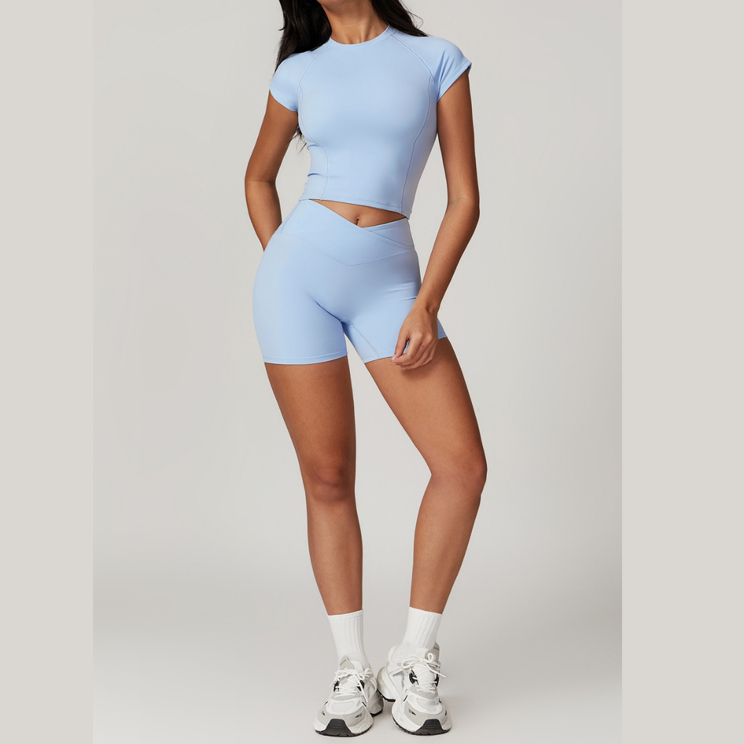 Sustainable Short Sleeve Short Set - Sky Blue