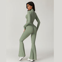 CAMILA Long Sleeve Top Flared Legging Set - Green