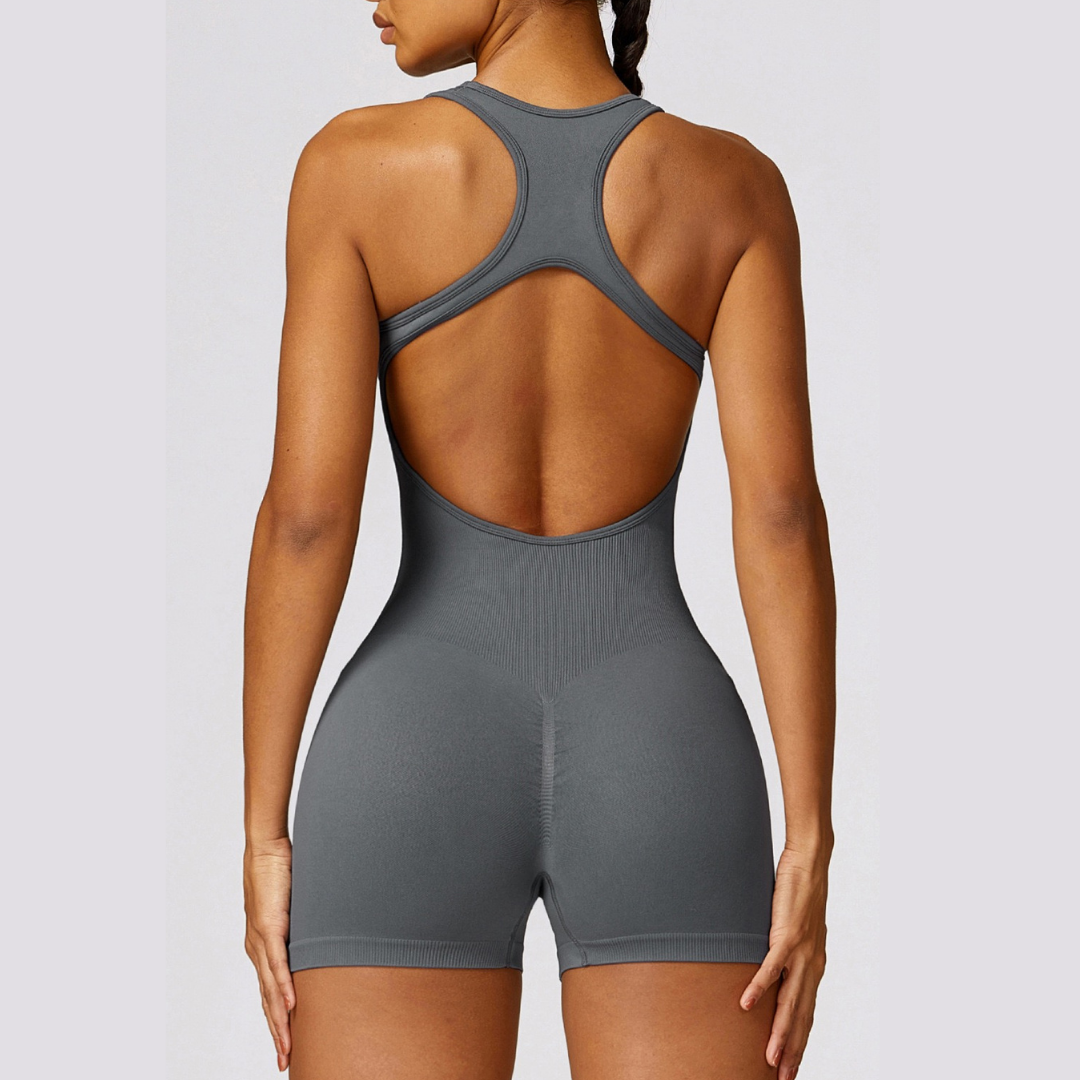 Seamless Cross Back Romper - Grey