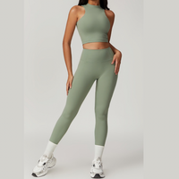 CAMILA Strong Support Vest Top Legging Set - Sage Green