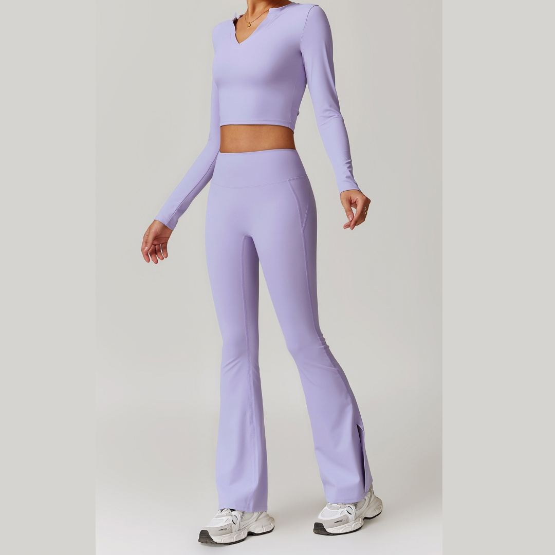 VERA Long Sleeve Yoga Legging Set - Lavender