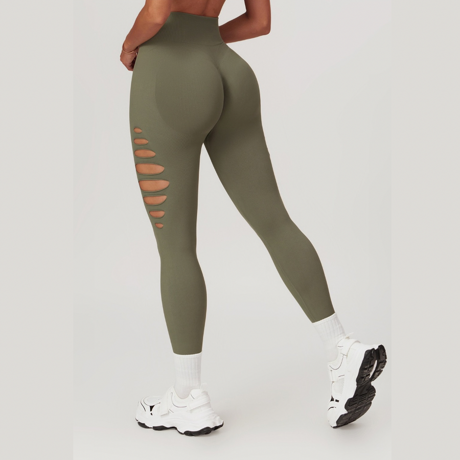 Unique Stylish Hollow Sexy Legging - Olive