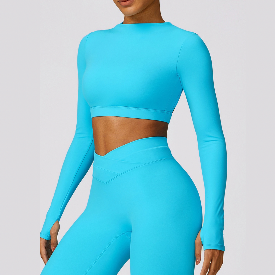 Elegant Long Sleeve Premium Legging Set - Blue