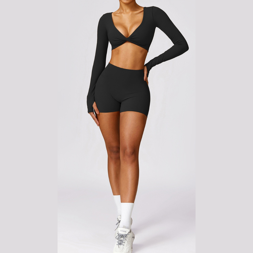 Long Sleeve Premium Short Set - Black