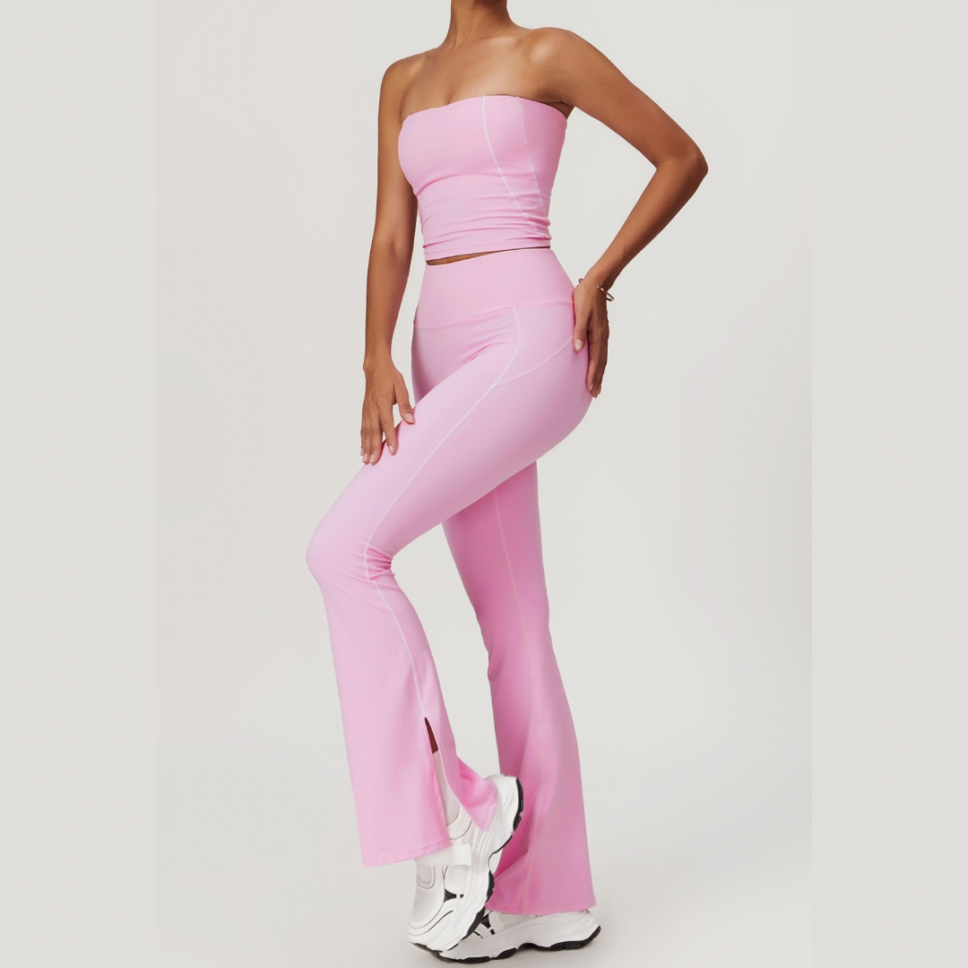 Birdy White Strap Elegant Legging Set - Pink