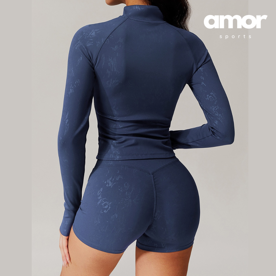 Elysian Glow 3pcs Sculpt Short Set - Navy