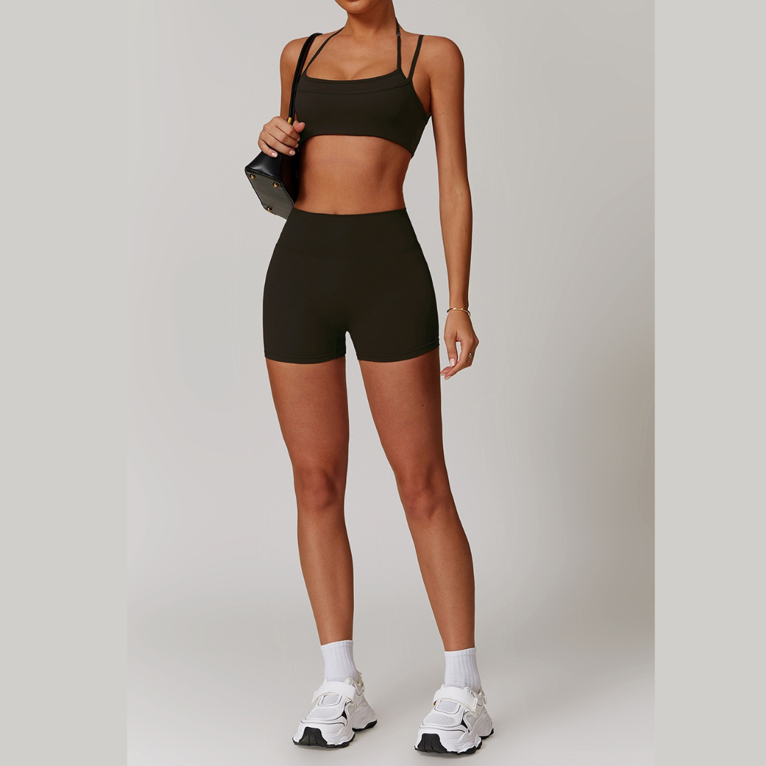 COCO Stylish Scrunched Short Set - Dark Coffee
