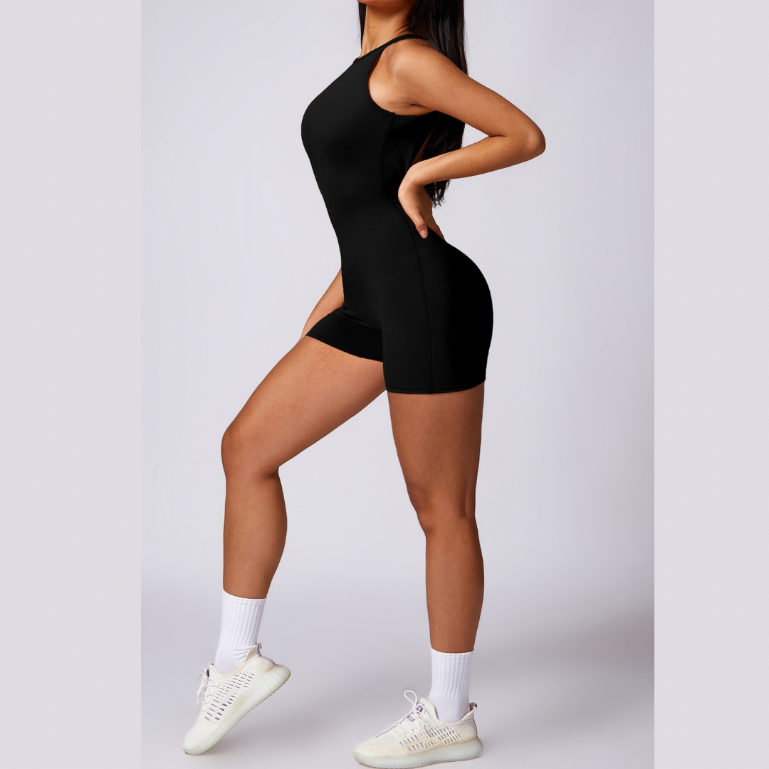 Backless Elegant Sexy Scrunched Romper - Black