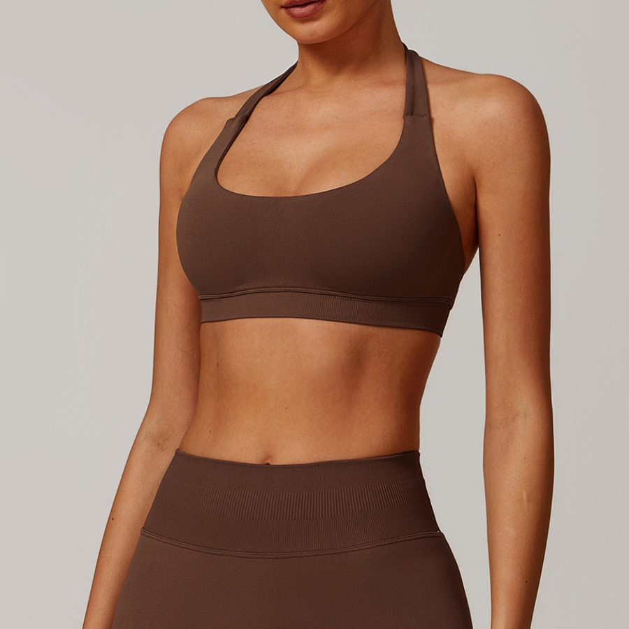 Sandy Stylish Backless Crop Top - Coffee