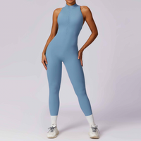 Scrunched Butt Lifting Jumpsuit - Foggy Blue