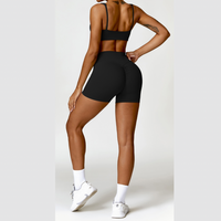 V-Top Scrunched Short Set - Black