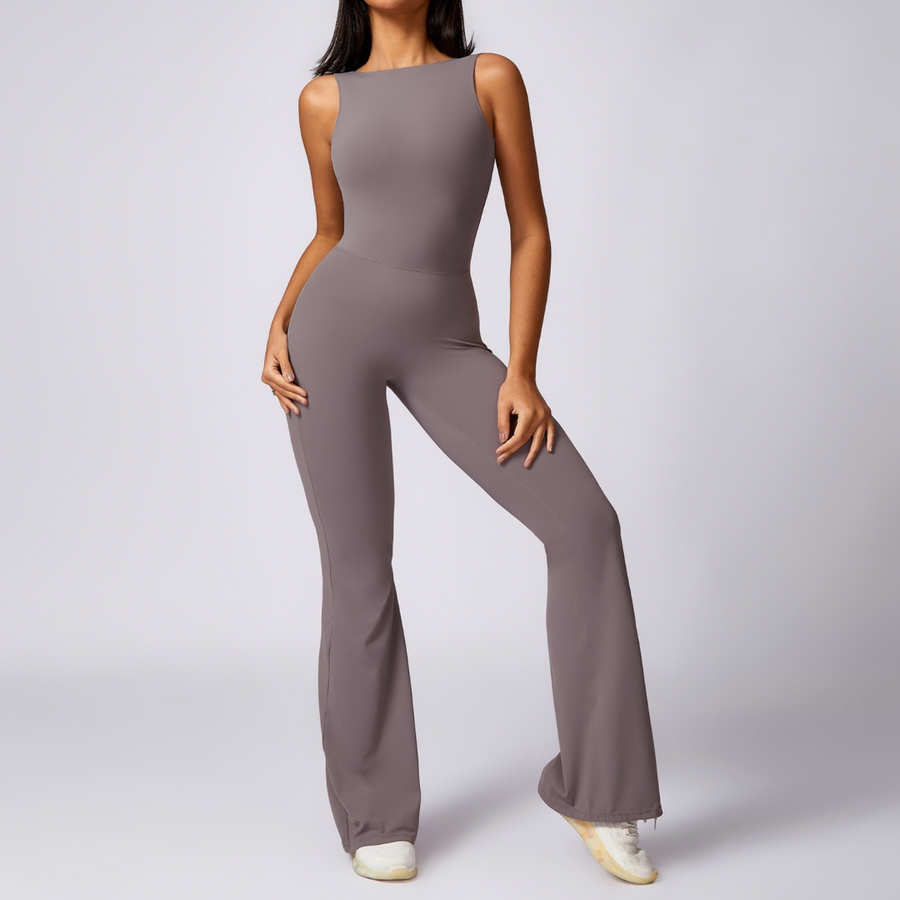 Adina Sexy Scrunch Backless Jumpsuit - Purple Grey