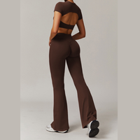 EVA Premium Short Sleeve Top Legging Set - Coffee