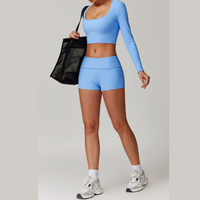 BONI Long Sleeve Top with Short Set - Blue