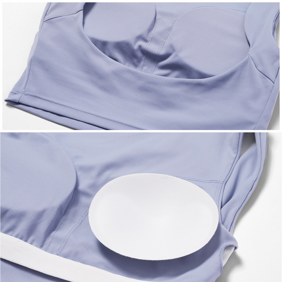 Elegant Square Design Crop Top - Blue Bell