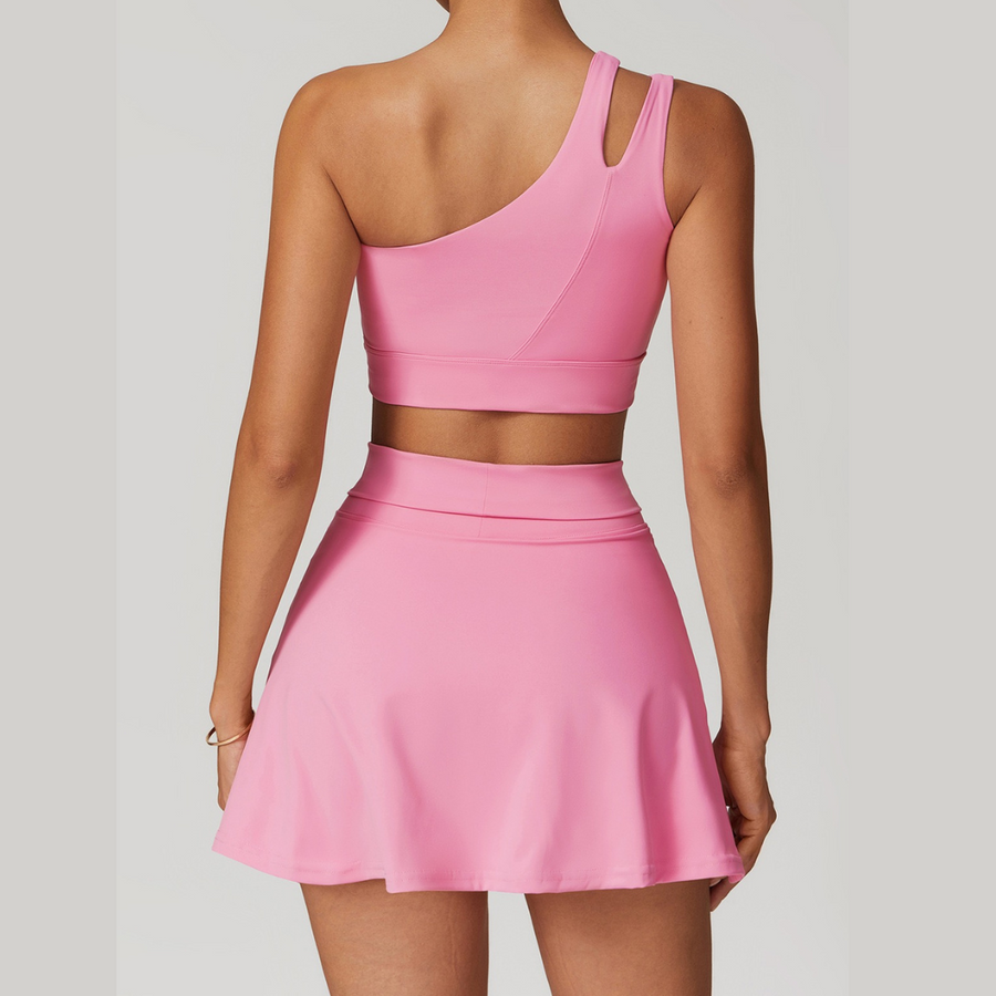 DONA Chic Single Shoulder Tennis Short Set - Pink