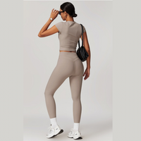 STELLA Short Sleeve Top Legging Set - Ice Latte