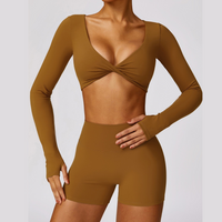 Long Sleeve Premium Short Set - Caramel