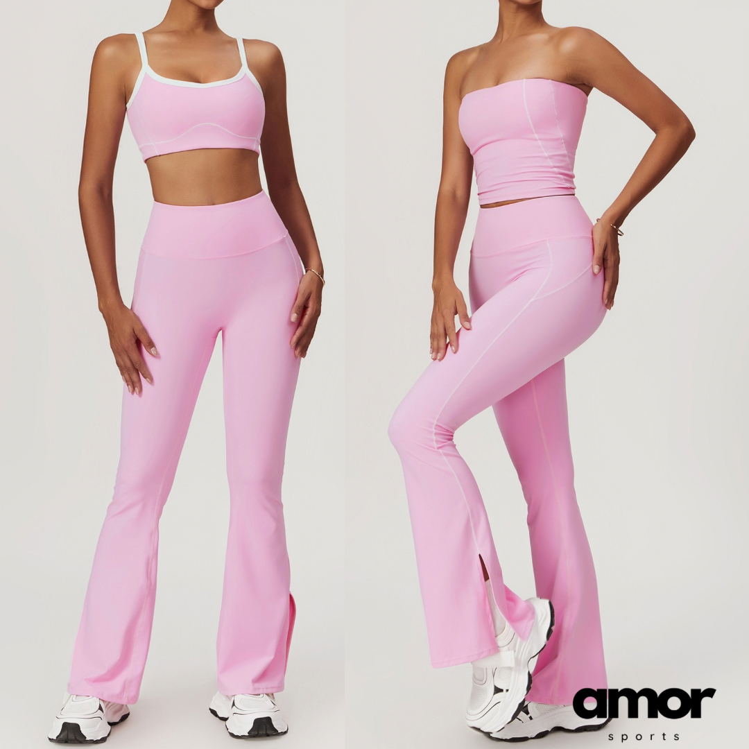 Birdy White Strap Elegant Legging Set - Pink