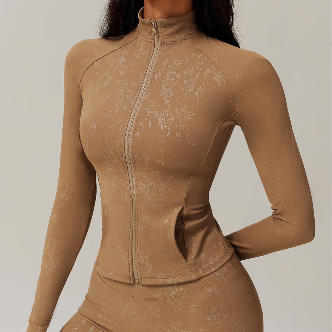 Elysian Glow Slim Waist Jacket - Brown