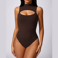 Sexy Stylish Loop Front Bodysuit - Dark Coffee