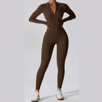 Classic Long-Sleeve Jumpsuit - Coffee