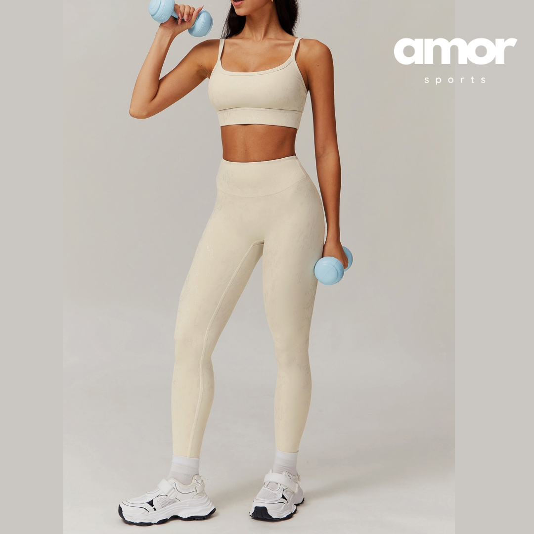 Elysian Glow Classic Crop Top Legging Set - Apricot