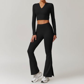 VERA Long Sleeve Yoga Legging Set - Black