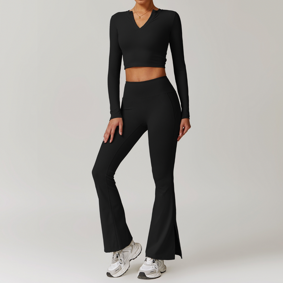 VERA Long Sleeve Yoga Legging Set - Black